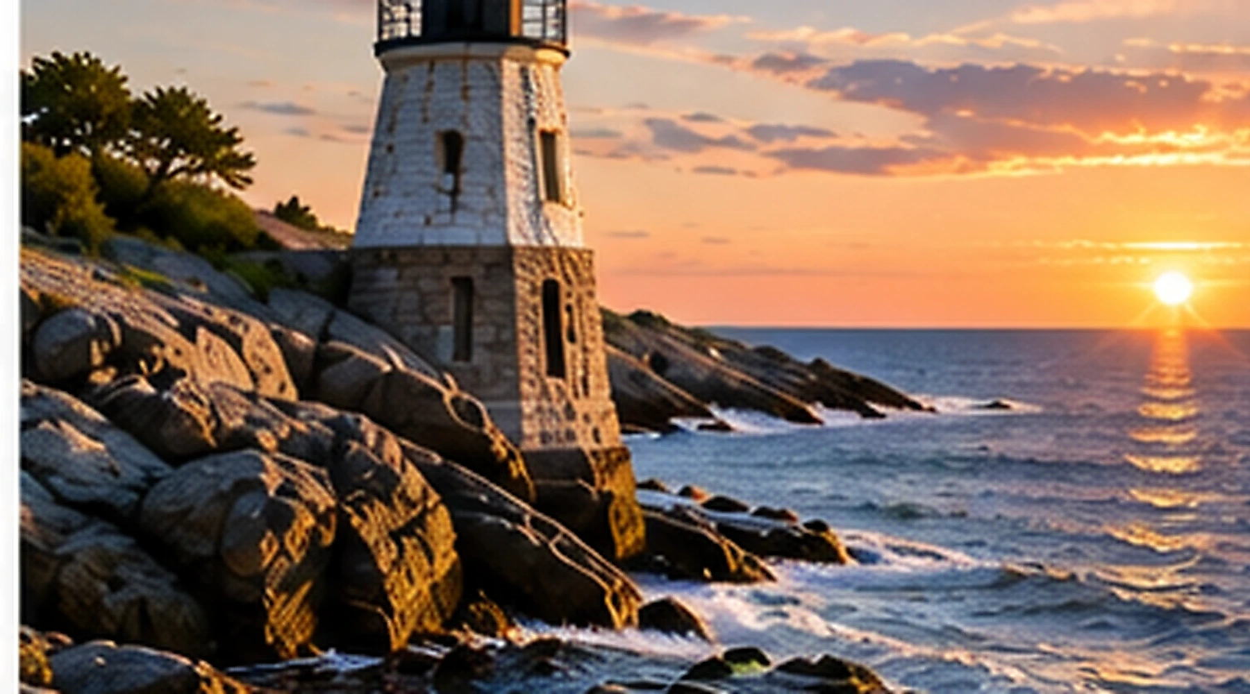 Rhode Island lighthouse at sunset