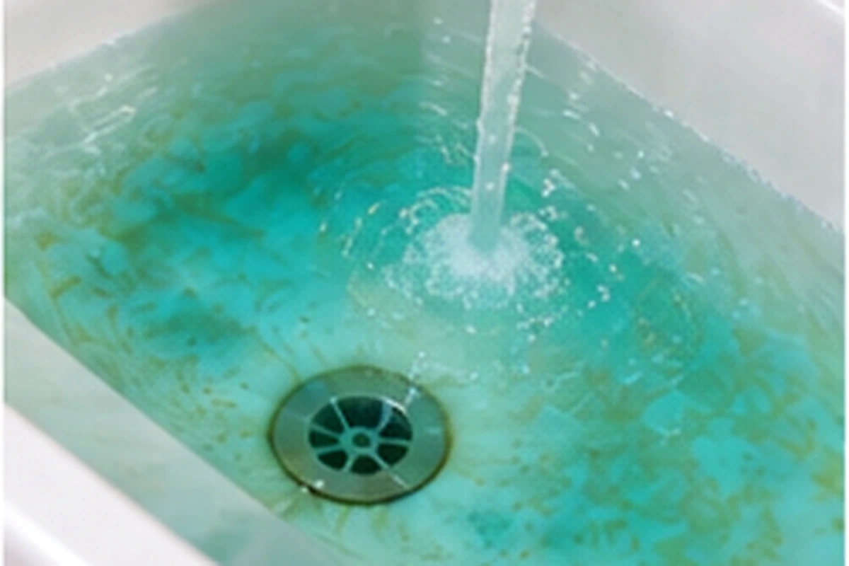 Blue-green staining in a sink