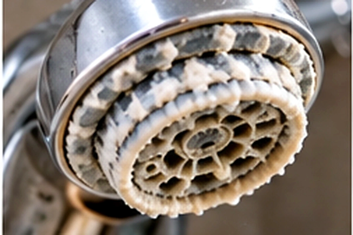 Mineral scale buildup on a faucet aerator