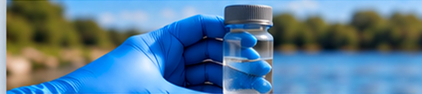 Water sample being handled for testing